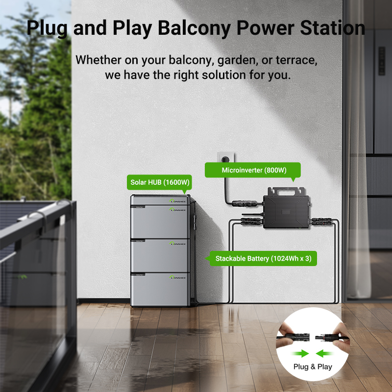 Sistema Modulare Di Accumulo Energia Da Balcone LIONSHEE Con Batteria Impilabile, Pannelli Solari E Microinverter 800W/1600W/2000W