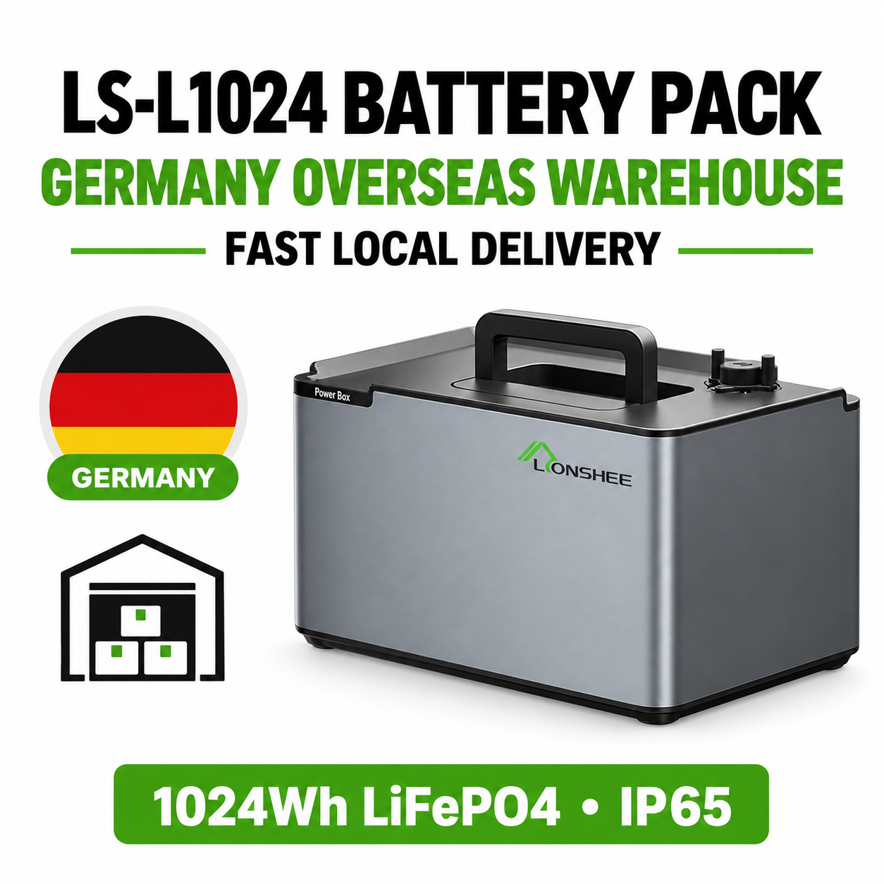 LIONSHEE LS-L1024 Power Box LiFePO4 1024 Wh Pronta Consegna Dai Magazzini Di Germania E Regno Unito, CE RoHS MSDS