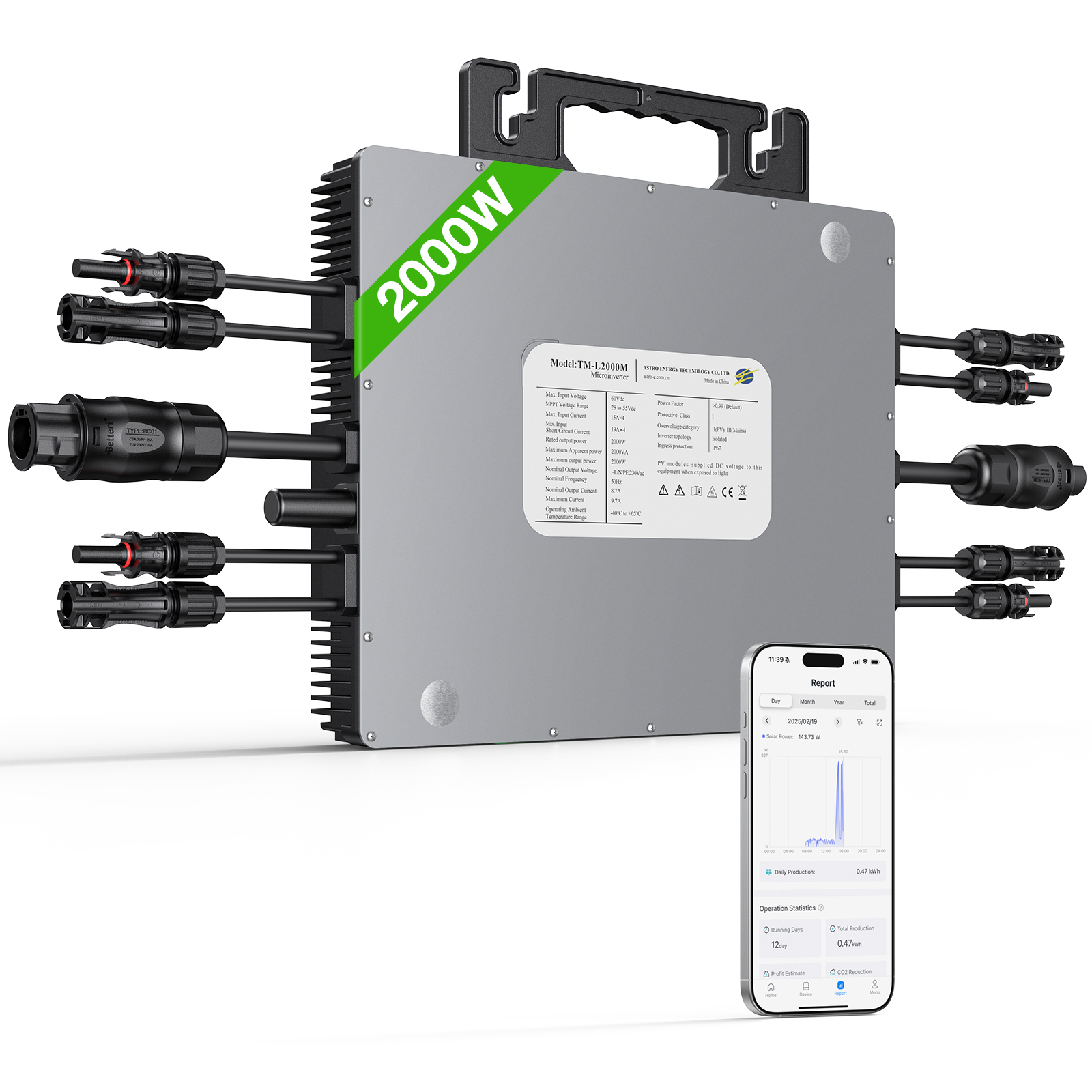 LIONSHEE LS-2000M Microinverter Solare 2000W Con WiFi, 4 MPPT E Spedizione Da Magazzino in Germania O Regno Unito