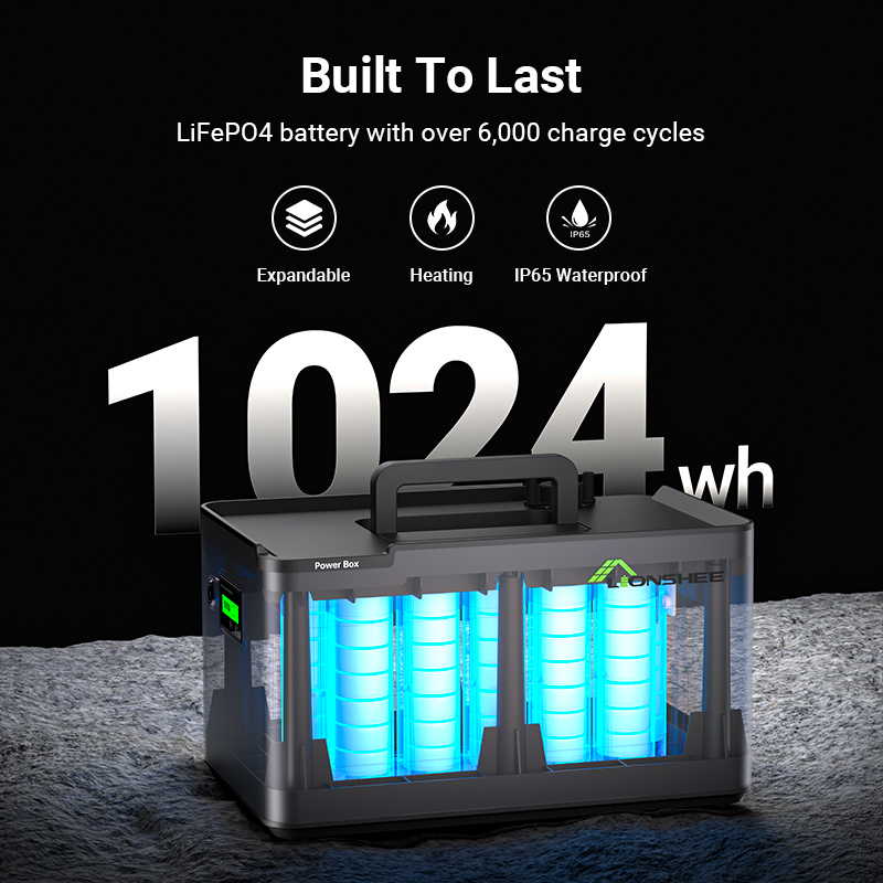 LIONSHEE LS-L1024 Power Box Impilabile 1024 Wh LiFePO4, Batteria Solare 51,2 V Espandibile A 6144 Wh