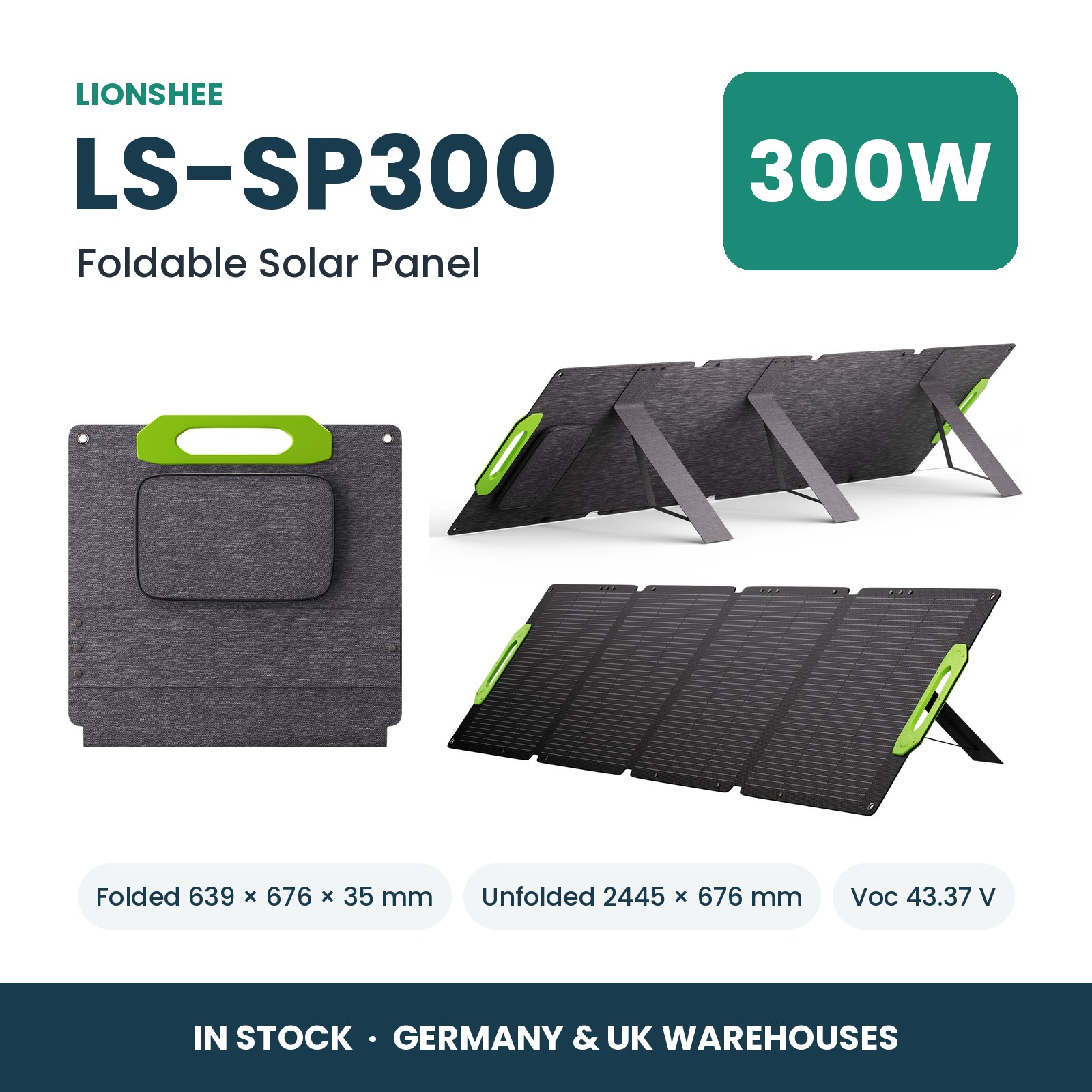 LIONSHEE LS-SP300 Pannello Solare Pieghevole 300W Per Power Station, ETFE, IP67, MC4, Stock In Germania E Regno Unito