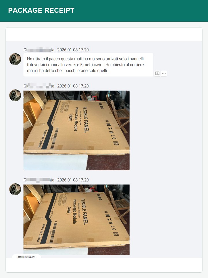 Foto del cliente della ricezione dei colli