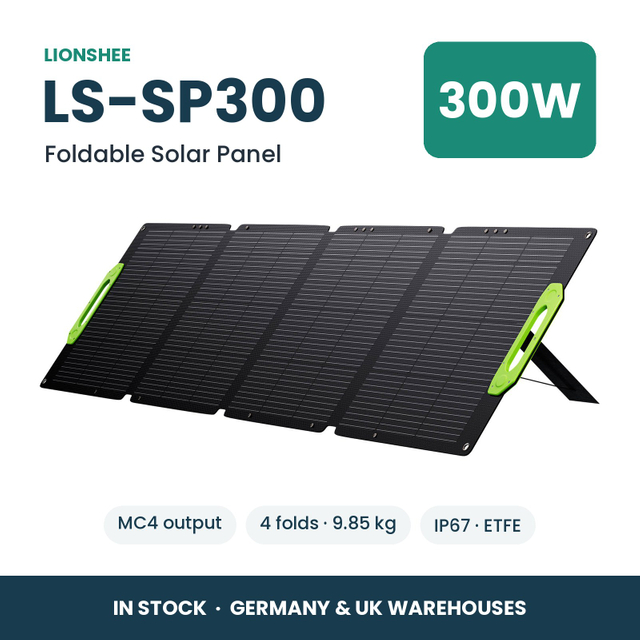LIONSHEE LS-SP300 Pannello Solare Pieghevole 300W Per Power Station, ETFE, IP67, MC4, Stock In Germania E Regno Unito